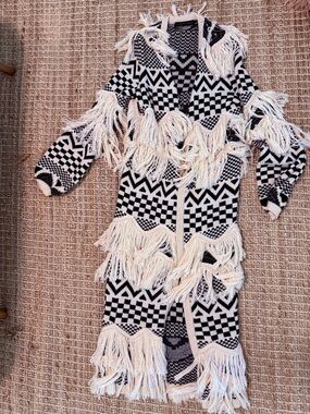 House of Harlow 1960 x Revolve Fringe Cardigan – Boho Longline Statement Sweater